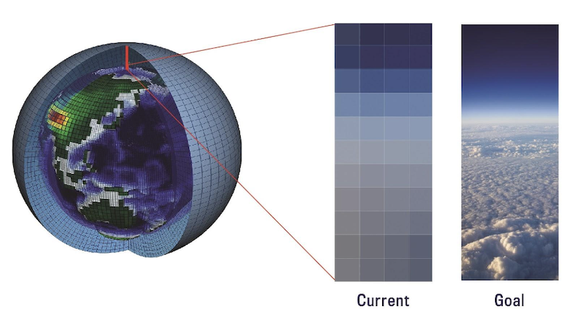 A pillar of the Earth's atmosphere sectioned off by cloud conditions